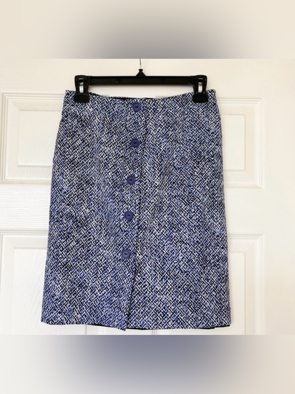 NWT Lysse’ Women’s Blue Pattern Pencil Mini Skirt Business Dress - Size Large